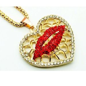 Sexy Lips Heart Necklace